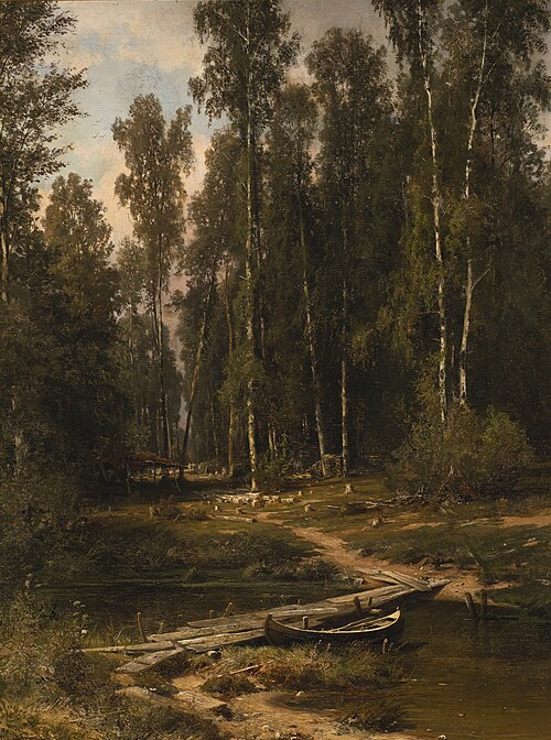 At the Edge of a Birch Grove (Bridge to a Lumbering Site), 1871, Ivan Chichkine