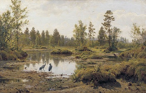 Marsh. Cranes, 1890, Ivan Chichkine