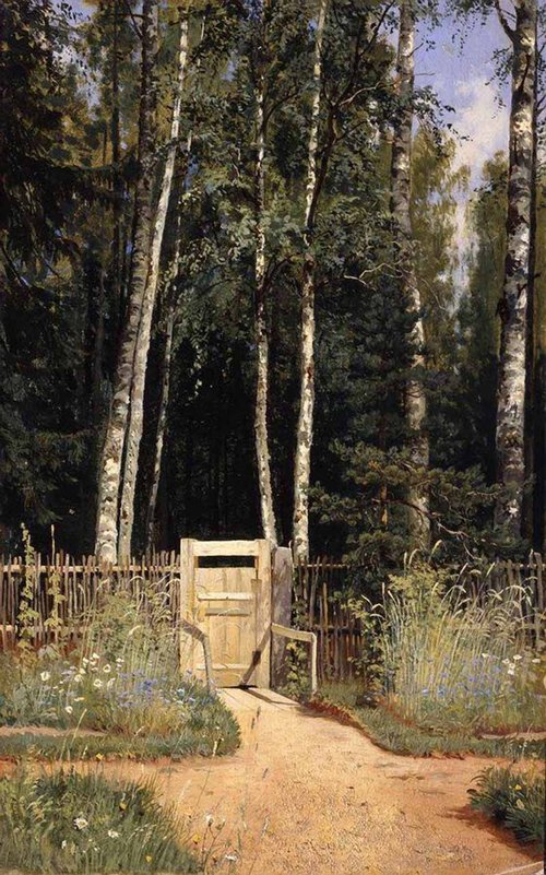 У калитки. Сиверская, 1878, Ivan Chichkine