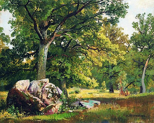 Sunny day in the forest. Oaks, 1900, Ivan Chichkine