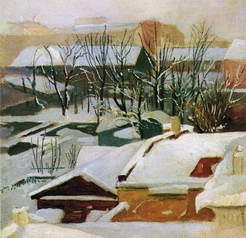 Town Roofs in Winter, 1860, Ivan Shishkin