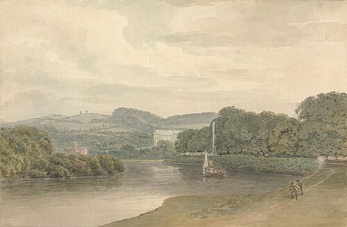 River Scene with an Unidentified Country House, 1812, Samuel Davis