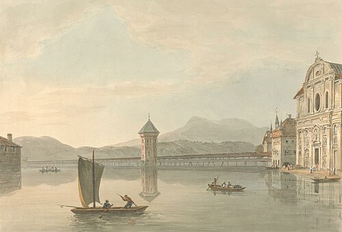 View at Lucerne: The Jesuits College, , Samuel Davis