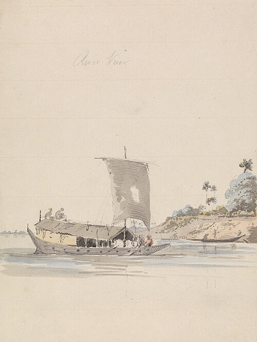 River View with a Junk (near Rajmahal?), 1792, Samuel Davis
