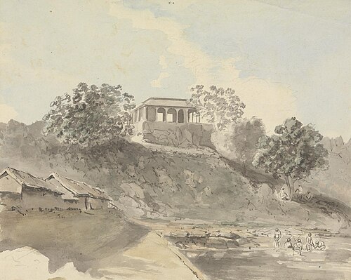 River Scene with Buildings, 1792, Samuel Davis