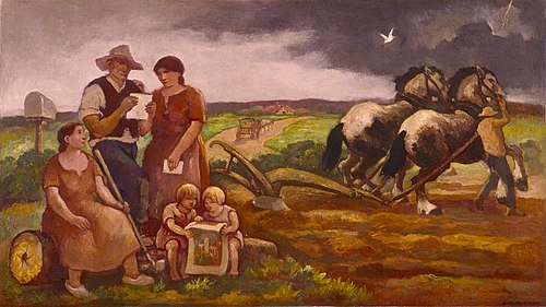 The Armistice Letter (Mural Study, Beaver Falls, Pennsylvania Post Office), 1940, Eugene Higgins