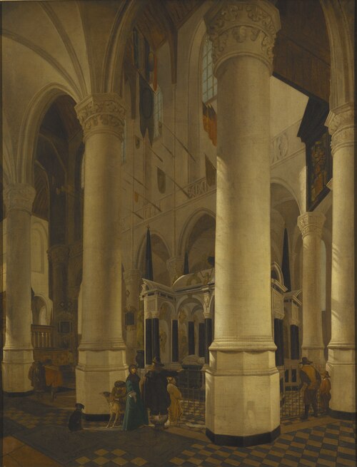 Interior of Nieuwe Kerk in Delft with the Tomb of William I, , Gerard Houckgeest