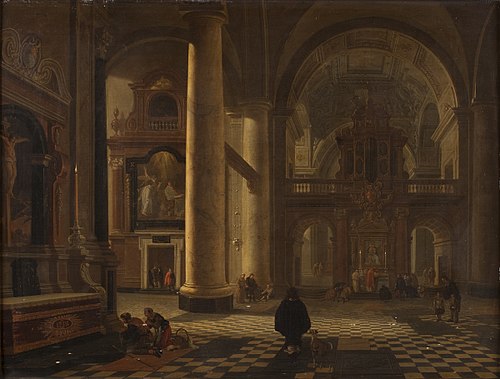 Interior of a Catholic Church, 1638, Gerard Houckgeest