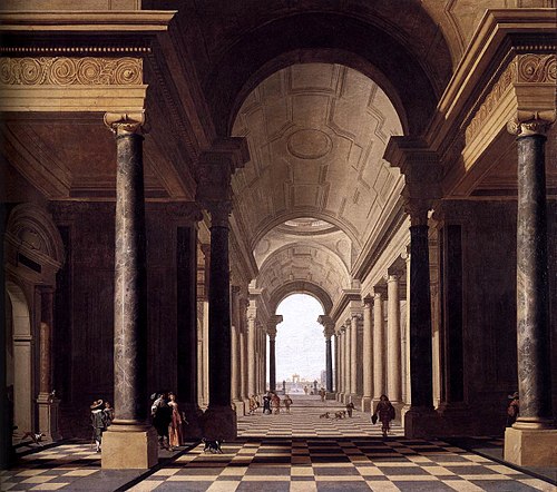 Une Fantaisie architecturale avec figures, 1638, Gerard Houckgeest