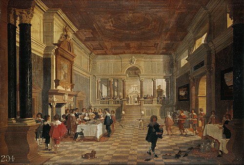 Charles I, Queen Henrietta Maria, and Charles II when Prince of Wales Dining in Public, 1635, Gerard Houckgeest