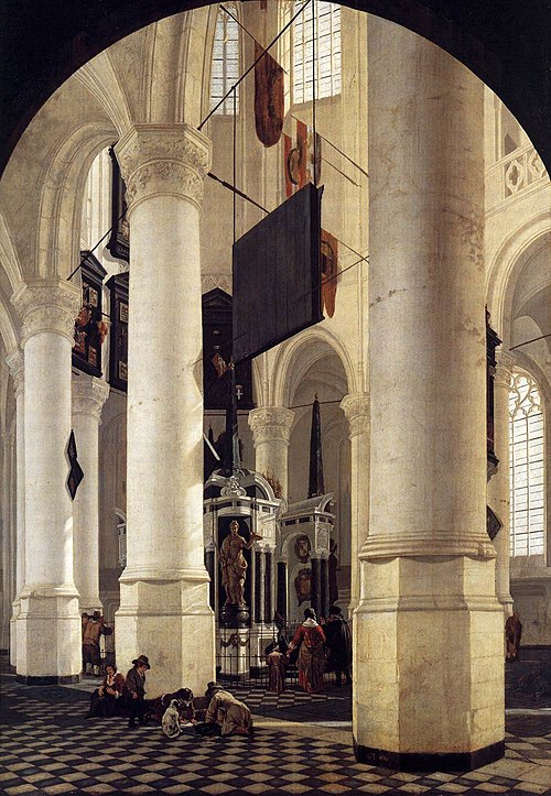 Interior of the Nieuwe Kerk, Delft, with the Tomb of William the Silent, 1650, Gerard Houckgeest