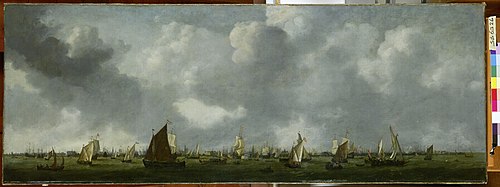 Scheepvaart op het IJ voor Amsterdam, 1661, Reinier Nooms