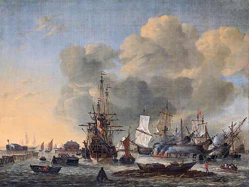 Caulking ships at the Bothuisje (flounder shed) on the Y at Amsterdam, 1650, Reinier Nooms