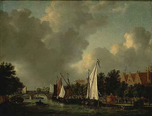 The Prinsengraacht near the Reesluis in Amsterdam, 1663, Reinier Nooms