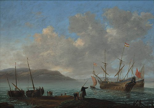 Bay with sailing ships, 1650, Reinier Nooms