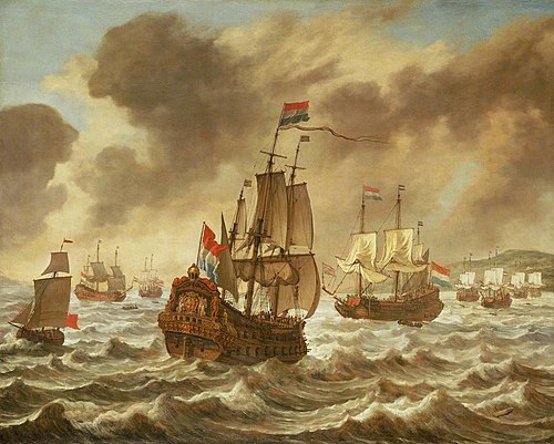 Before the Battle of the Downs, 21 October 1639, Showing Tromp's Flagship 'Amelia', 1639, Reinier Nooms