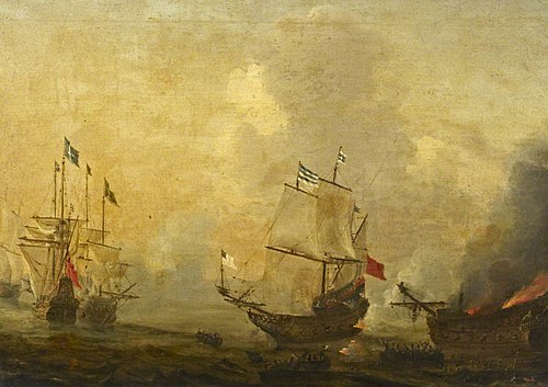 Action between Spanish and Swedish ships, circa 1650, 1650, Reinier Nooms