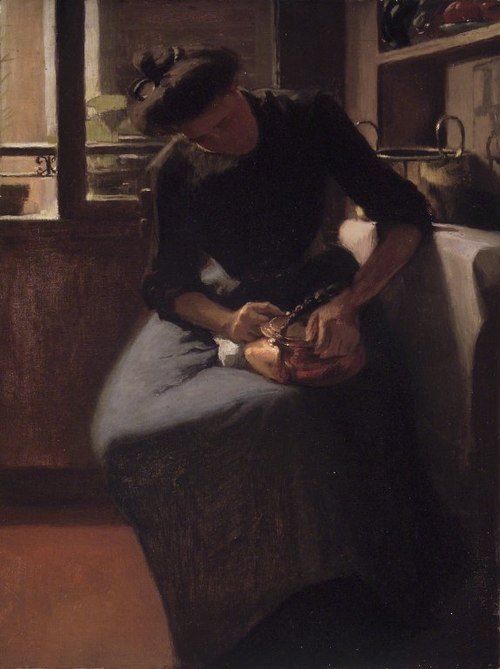 Woman Polishing a Kettle, 1910, Minerva J. Chapman