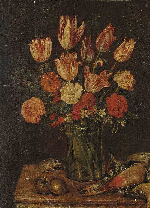 Flowers, frog and bird, 1820, Michel-Joseph Speeckaert