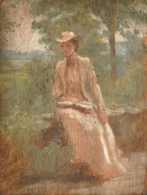 Woman in White, Seated on a Terrace, , Louisa Starr