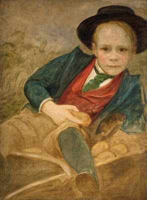 A Boy Sitting On A Wheelbarrow, 1889, Louisa Starr