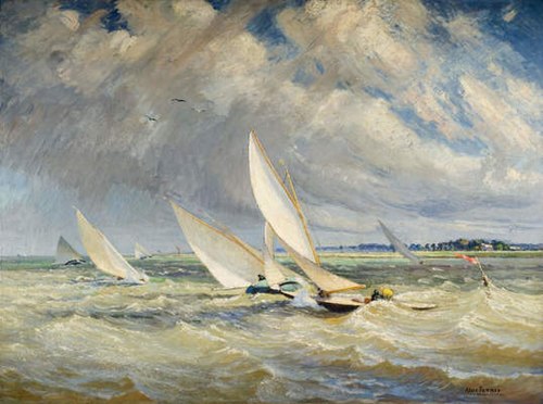 Yachts Racing In Bad Weather  - Burnham-On-Crouch, 1919, Alice Maud Fanner