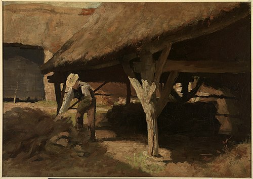 Boerenerf (Boerderij met hooischuur)., 1883, Antoon Johannes Derkinderen