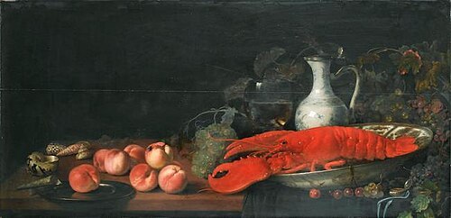 Still life with lobster, 1700, Abraham van Calraet