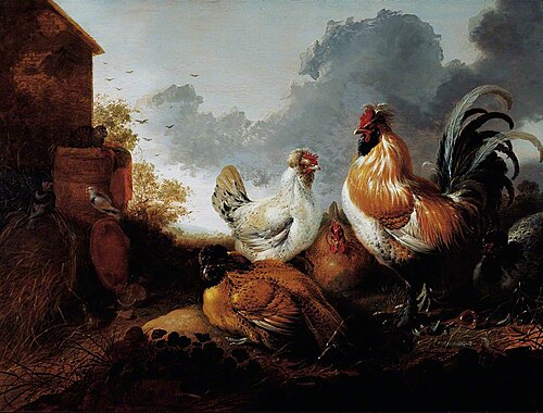Poultry in a Farmyard, , Abraham van Calraet