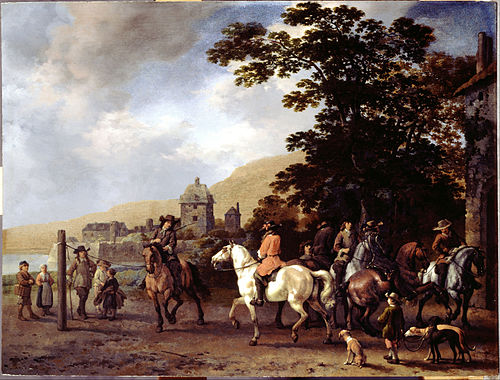 A Riding School in the Open Air, 1722, Abraham van Calraet