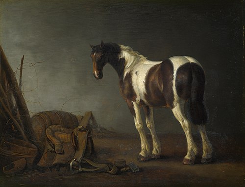 A Horse with a Saddle Beside it, 1680, Abraham van Calraet