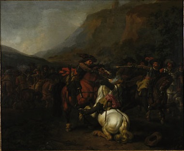 the horsemen in battle, 1674, Abraham van Calraet