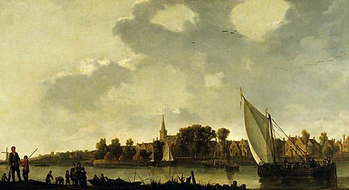 View of a River Town, 1675, Abraham van Calraet
