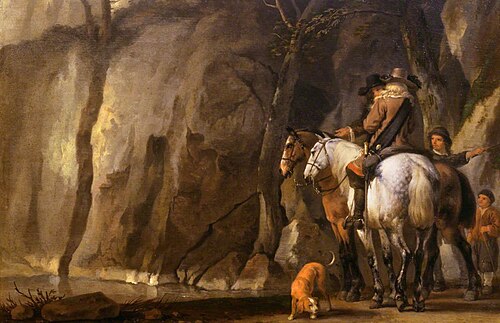 Horsemen in a Ravine, 1692, Abraham van Calraet