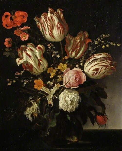 A glass vase of flowers, , Abraham van Calraet