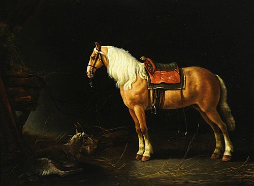 A Saddled Horse with a Goat in a Stable, 1714, Abraham van Calraet