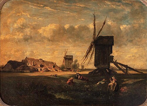 Landscape and Windmills, Belgium, 1859, Joseph Vollmering