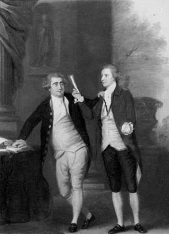 Portrait of Edmund Burke (right) and Charles James Fox (left)., 1750, Joshua Reynolds