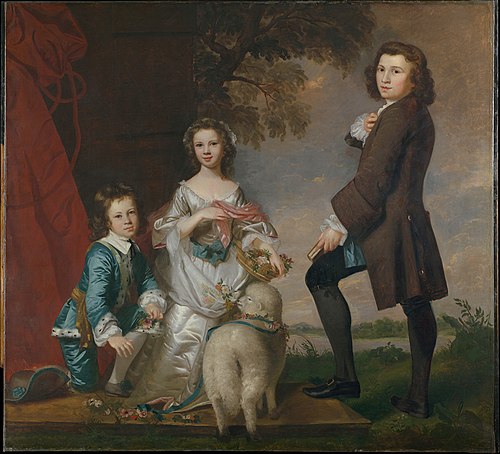 Thomas (1740–1825) and Martha Neate (1741–after 1795) with His Tutor, Thomas Needham, 1748, Joshua Reynolds