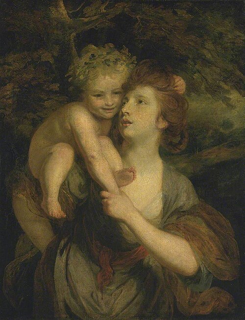 Mrs Hartley as a Nymph with a Young Bacchus, 1773, Joshua Reynolds