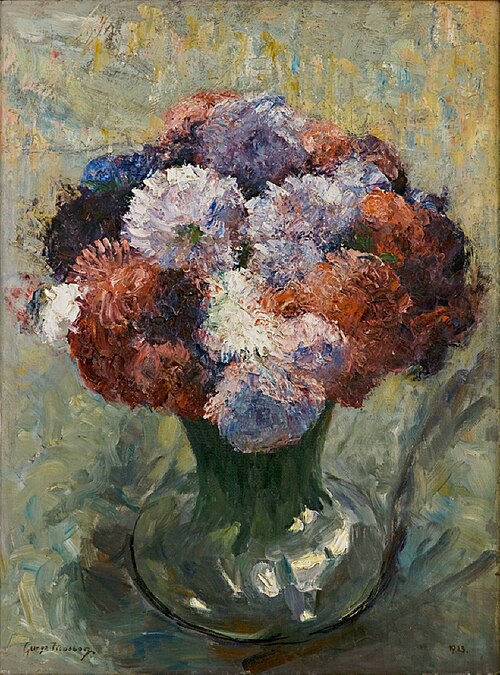 Chrysanthemen in kugeliger Vase, 1923, George Mosson
