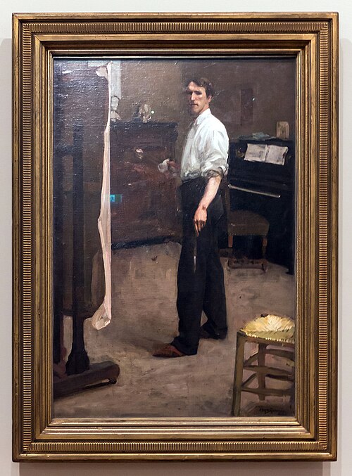 Portrait of the artist standing before easel, 1901, Hugh Ramsay