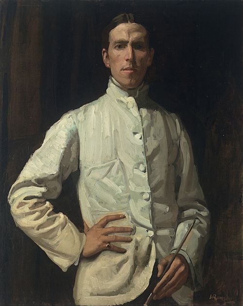 Self-portrait in white jacket, 1901, Hugh Ramsay