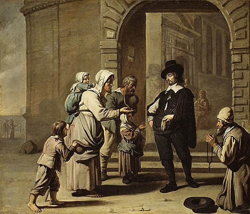 Beggars at a Doorway, 1700, Maître aux béguins