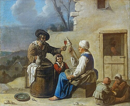 Le repas de l'artisan, 1700, Maître aux béguins