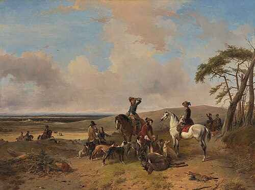 Landscape with a Hunting Company, 1843, Joseph Moerenhout