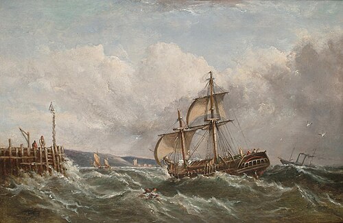 Shipping in choppy seas off the coast, , Ebenezer Colls