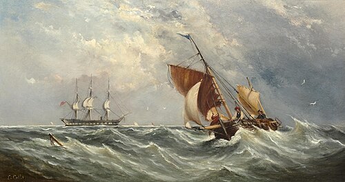 Sailboats in a squall, , Ebenezer Colls