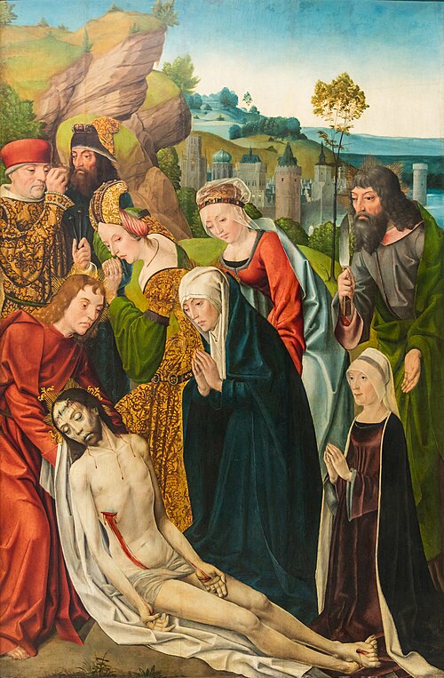 Beweinung Christi mit Stifterin, 1480, Maître de la Sainte Parenté le Jeune