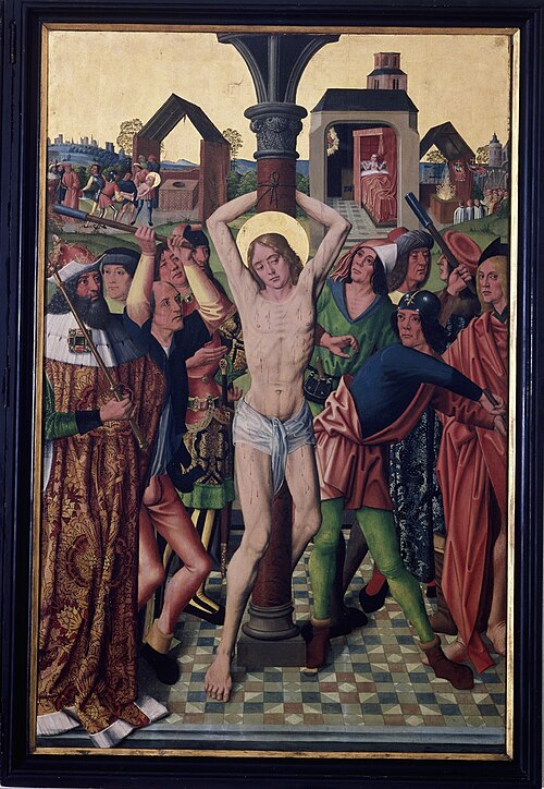Sebastian-Altar: Der Tod des heiligen Sebastian, 1493, Maître de la Sainte Parenté le Jeune
